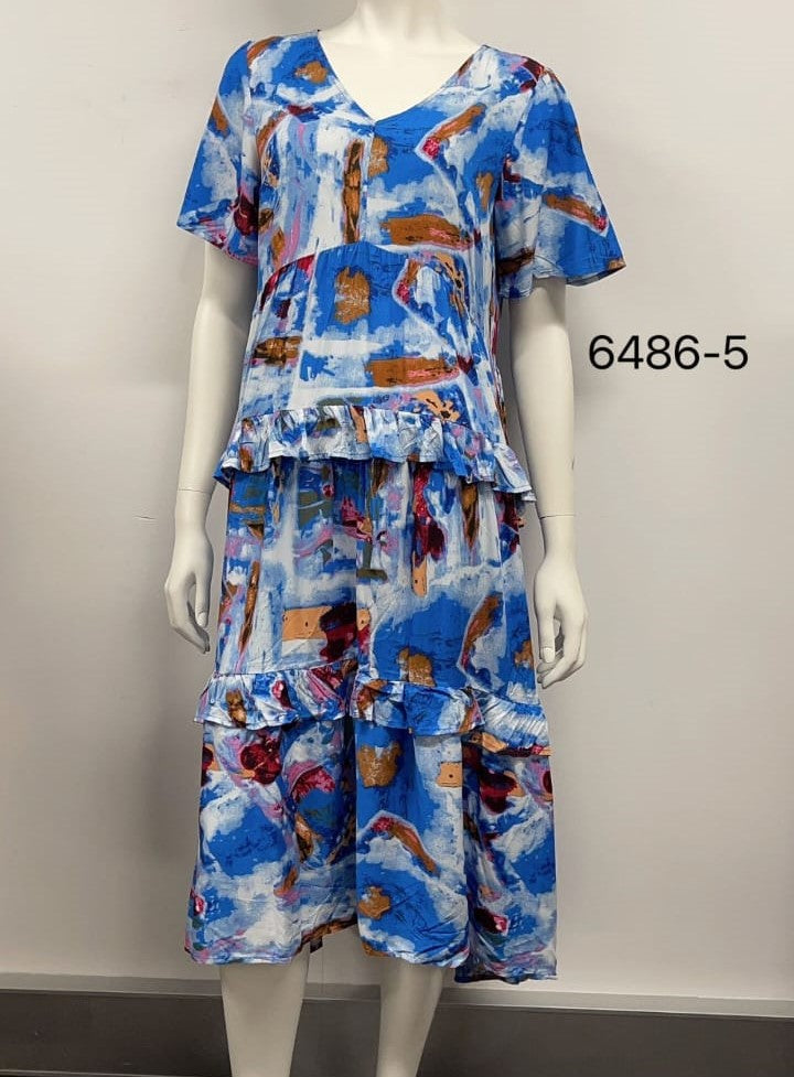 V- Neck Abstract Printed Drees