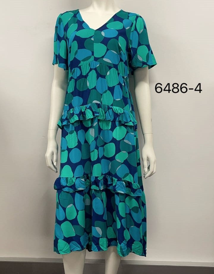 V- Neck Abstract Printed Drees