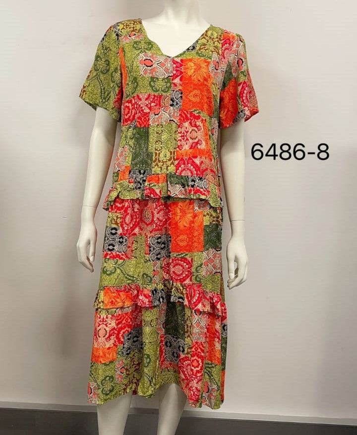 V- Neck Abstract Printed Drees