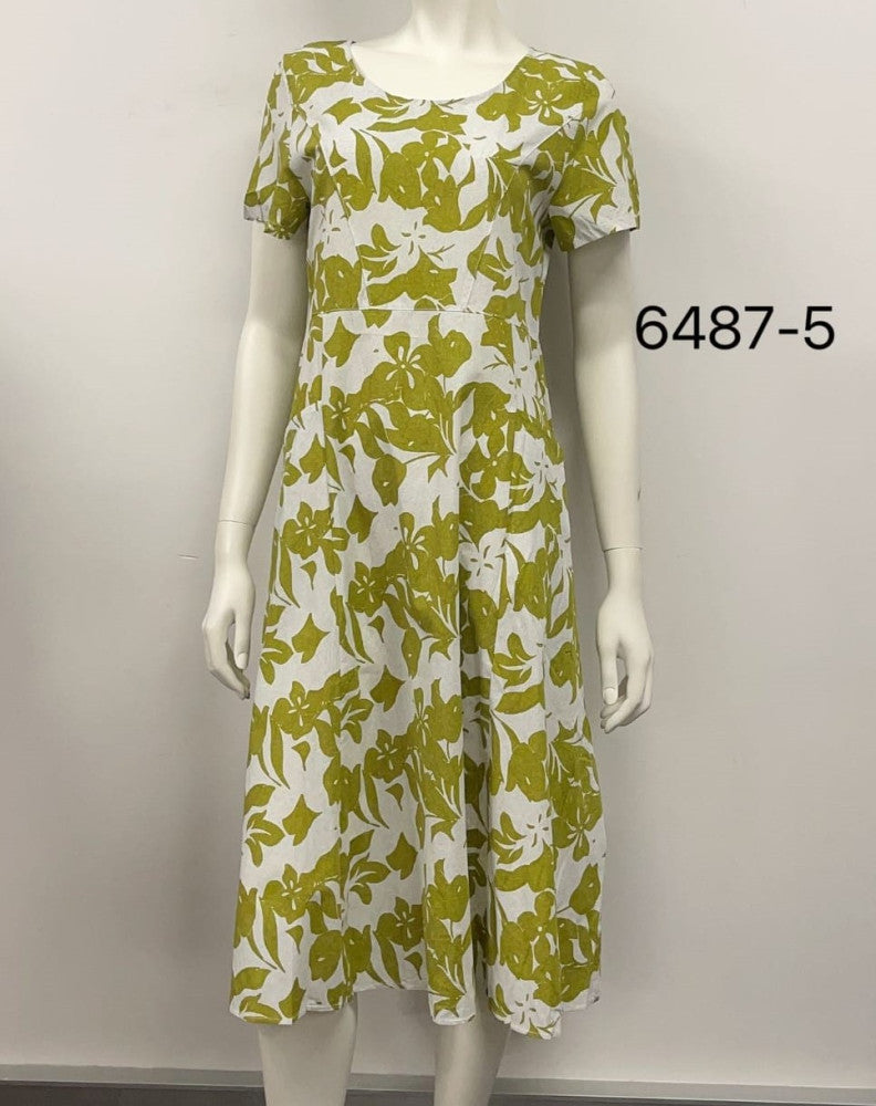 Round Neck Midi Rayon Dress