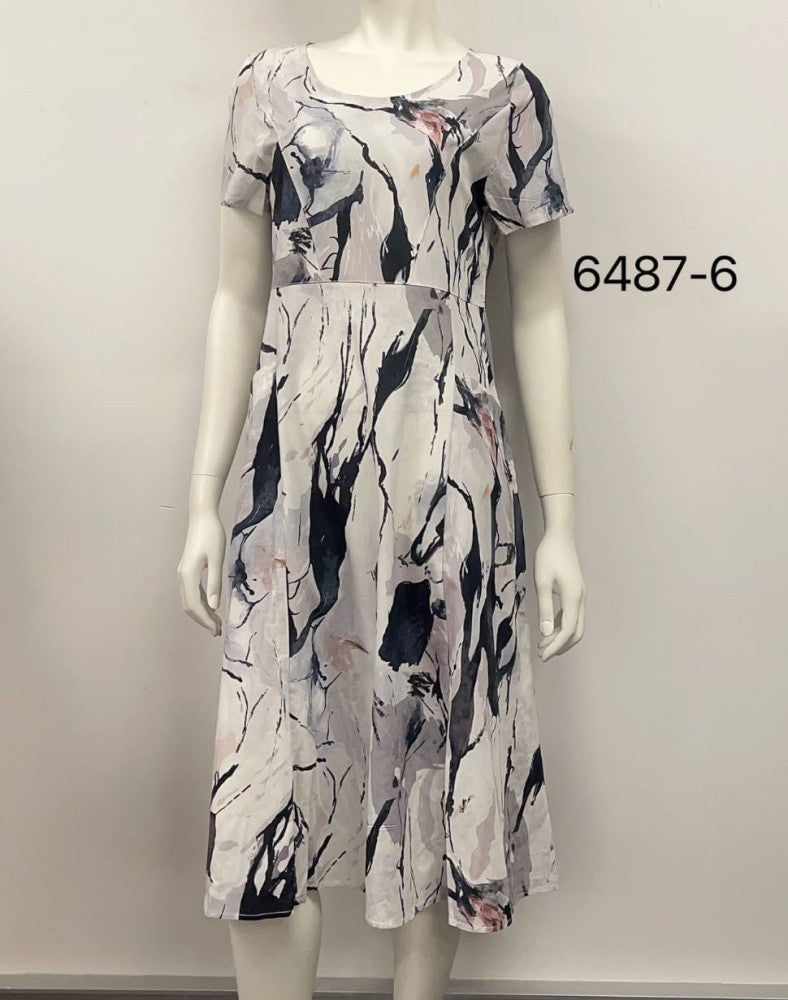 Round Neck Midi Rayon Dress