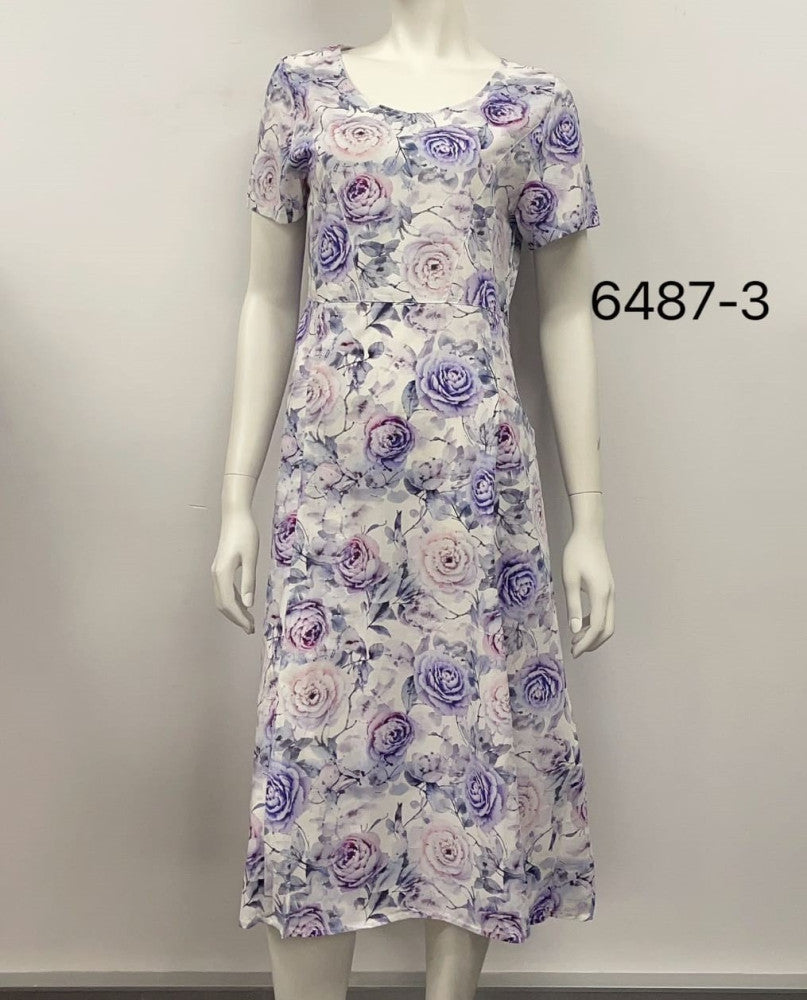 Round Neck Midi Rayon Dress