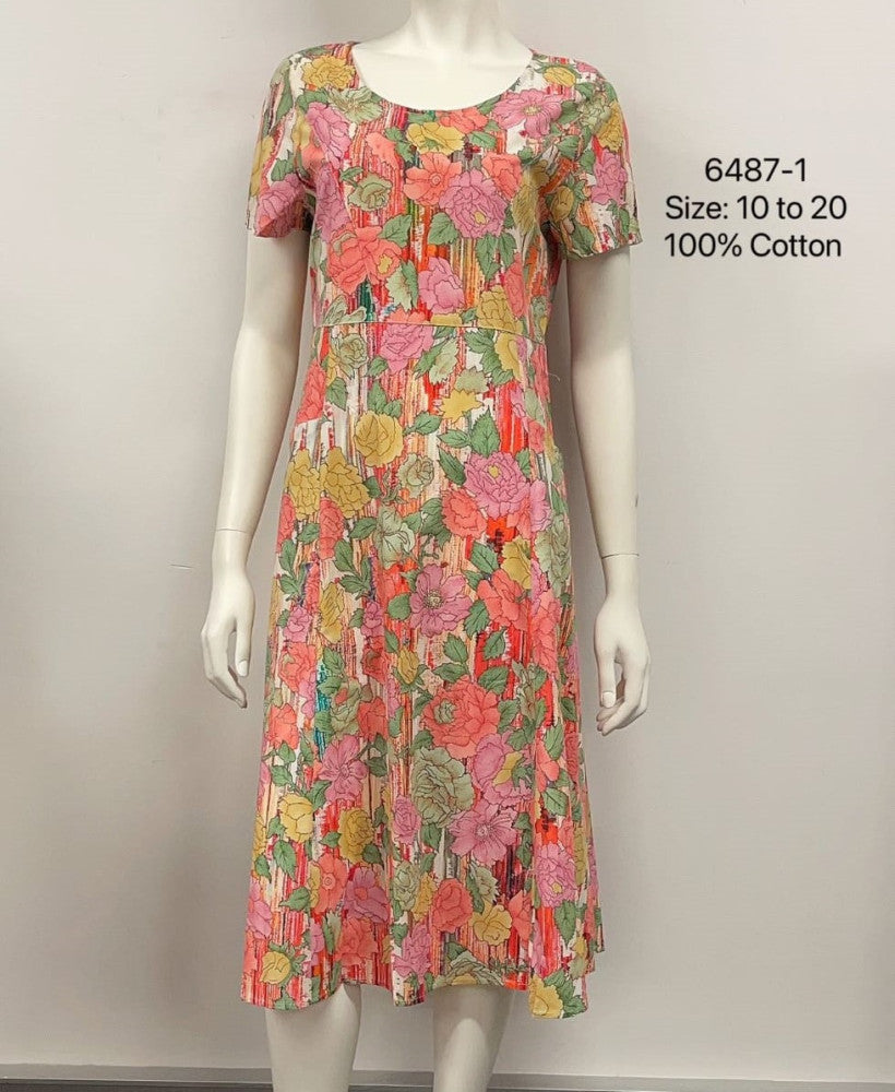 Round Neck Midi Rayon Dress