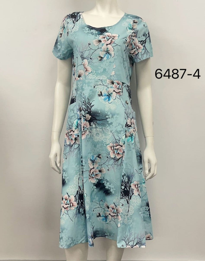 Round Neck Midi Rayon Dress