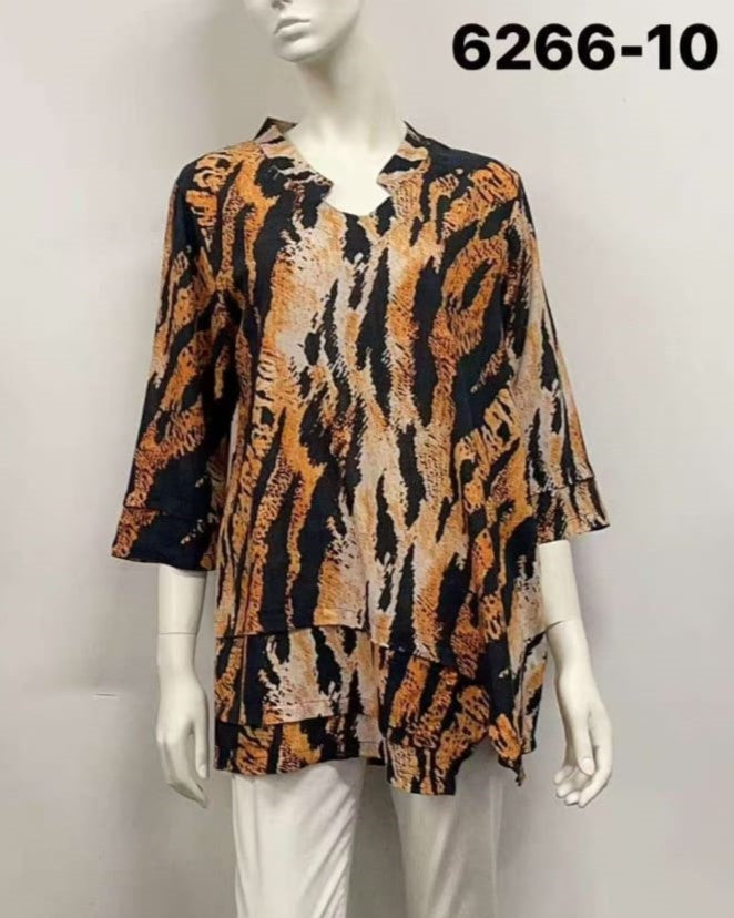 Print Ruffle Hem Top