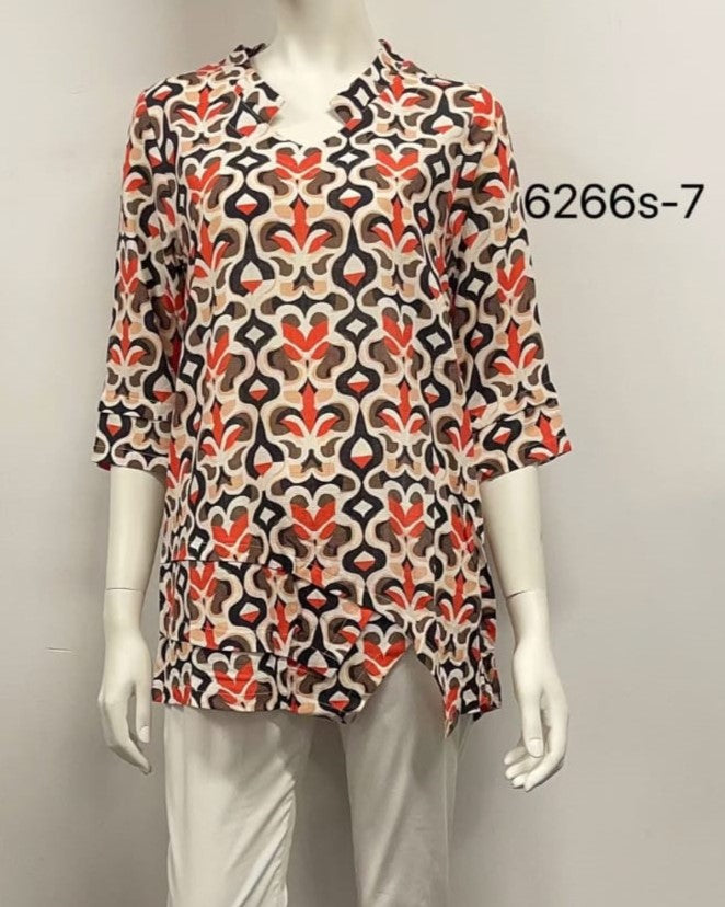 Print Ruffle Hem Top