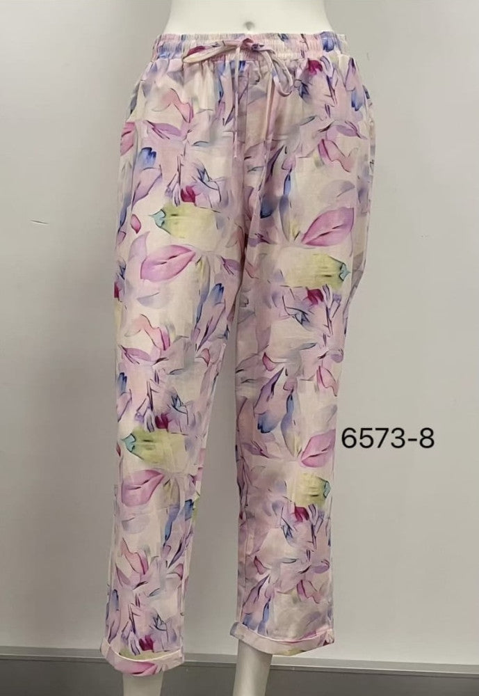 Elastic Waist Drawstring Relaxed Cotton Pants