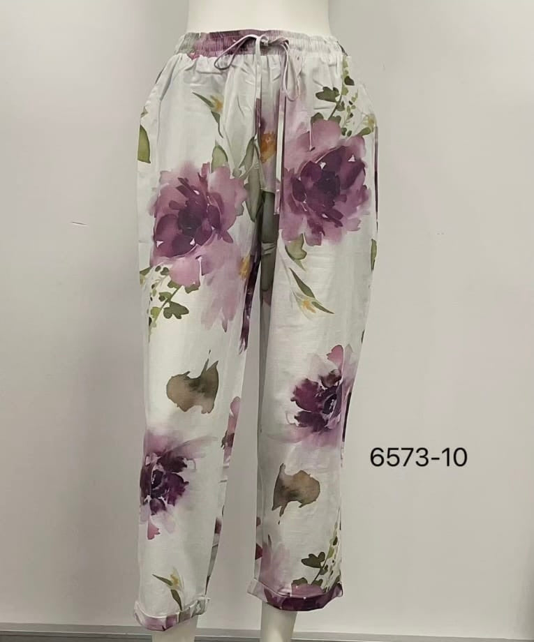 Elastic Waist Drawstring Relaxed Cotton Pants