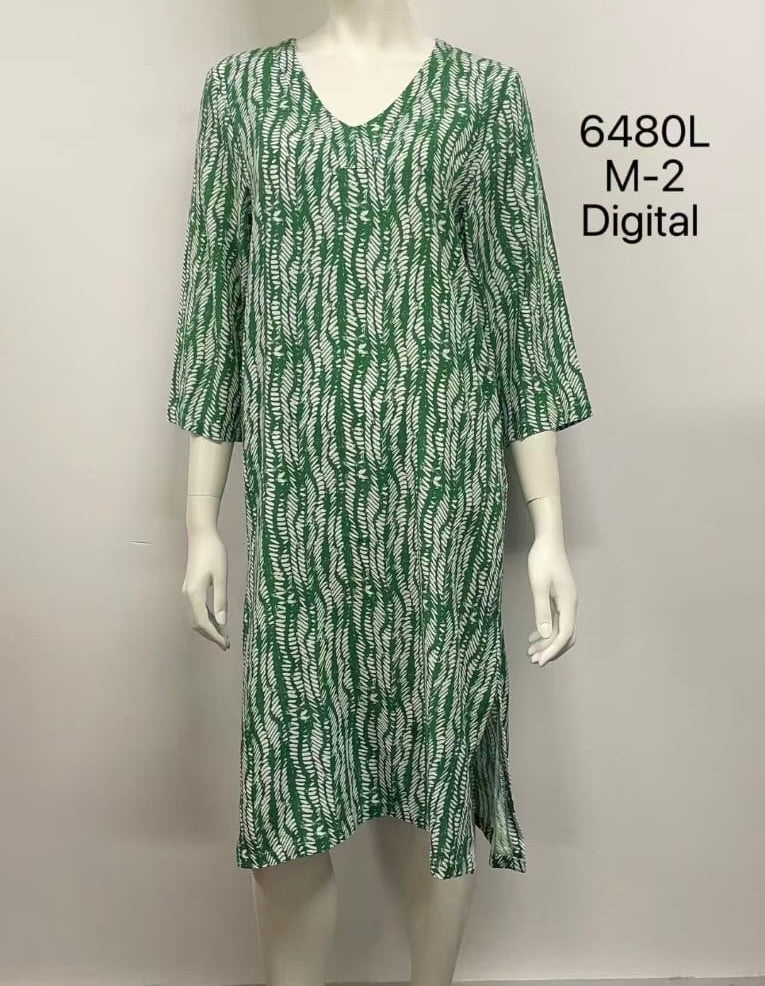 V-Neck Linen Printed Dress