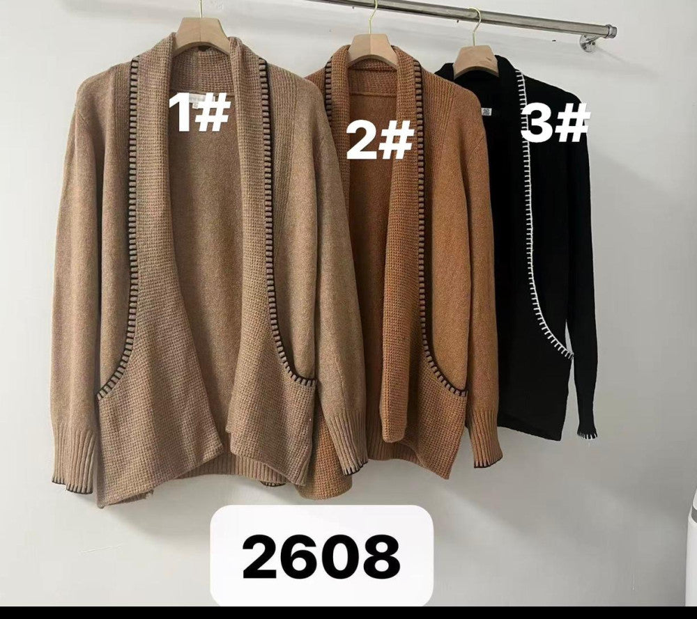 Contrast Whipstitch Cardigan