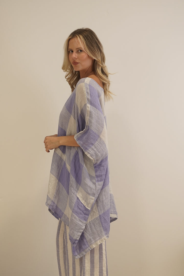 Zeta Top Heather Blue Check