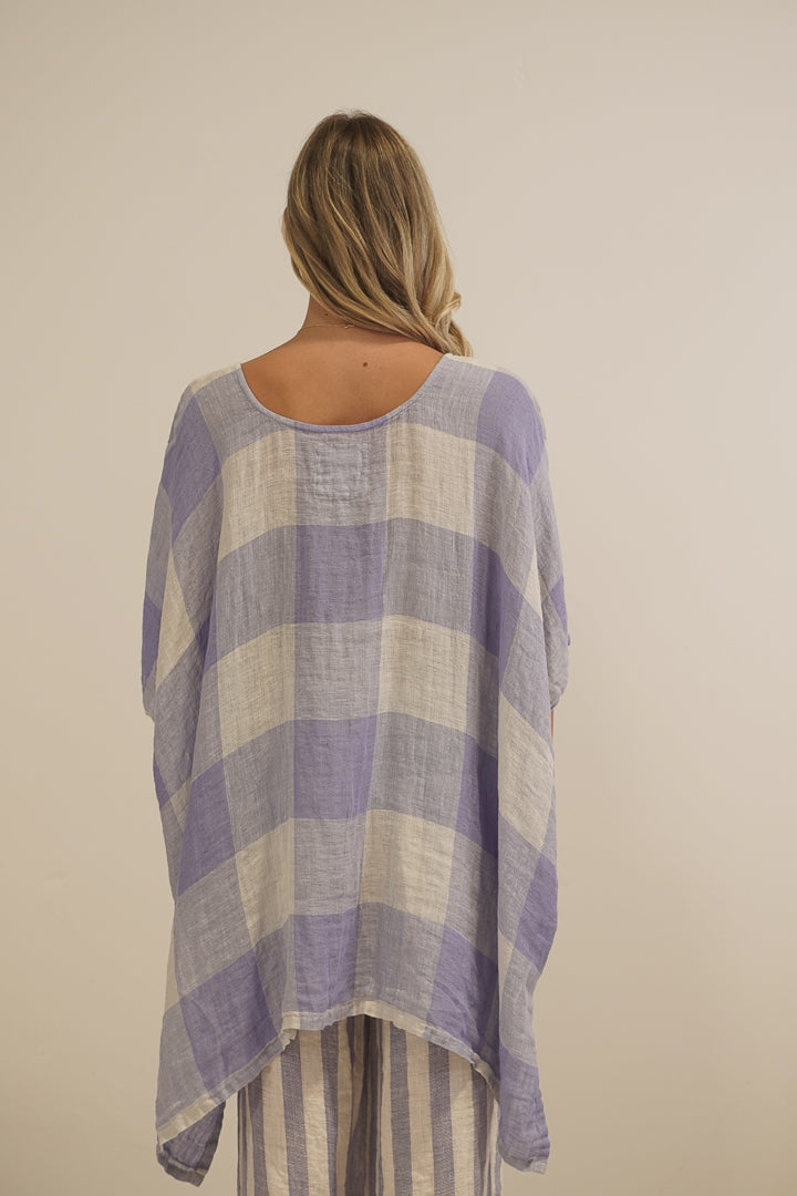 Zeta Top Heather Blue Check