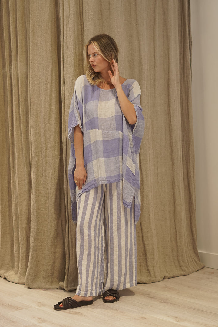 Zeta Top Heather Blue Check