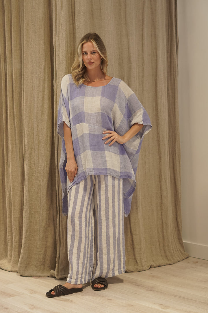 Zeta Top Heather Blue Check