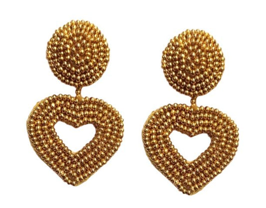 Beaded gold earring