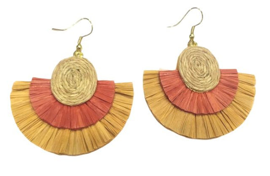 Rust/beige raffia earrings