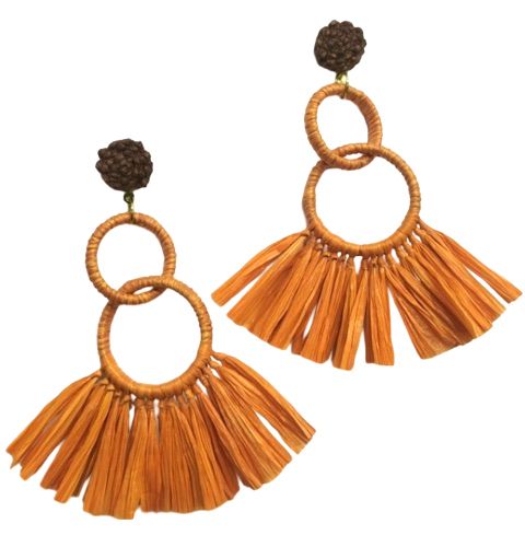 Brown /rust raffia earrings