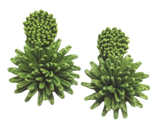 Sage raffia floral earring