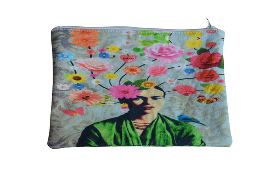 Grey floral cosmetic pouch 20x14CM