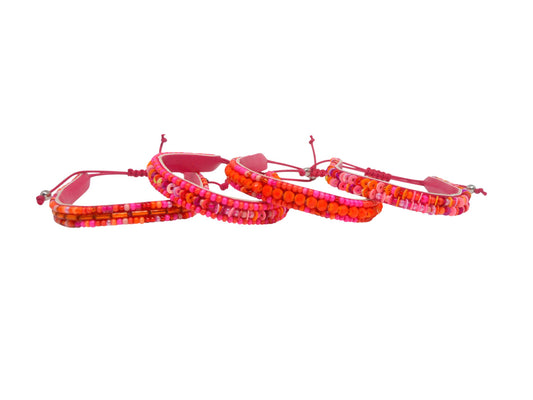 S/4Pink/Coral Beaded Bracelets
