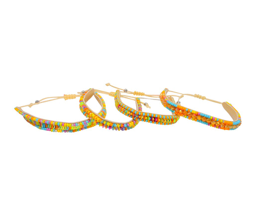 S/4Blue/Or/Cr Beaded Bracelets