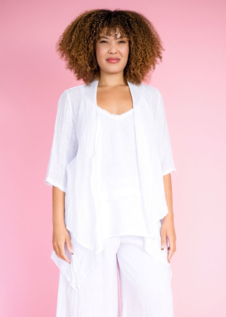 Belcina Cropped Jacket | White