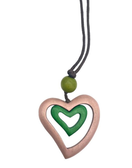 Green wood heart pendant