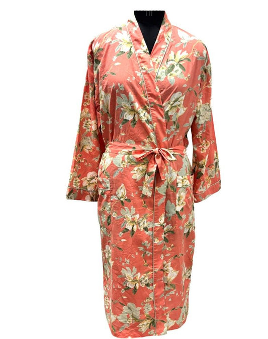 Apricot floral block print Kimono