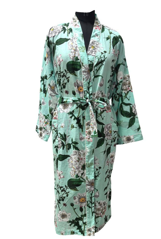 Turquoise/white floral kimono