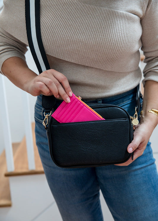 Card Wallet- Neon Patent Pink