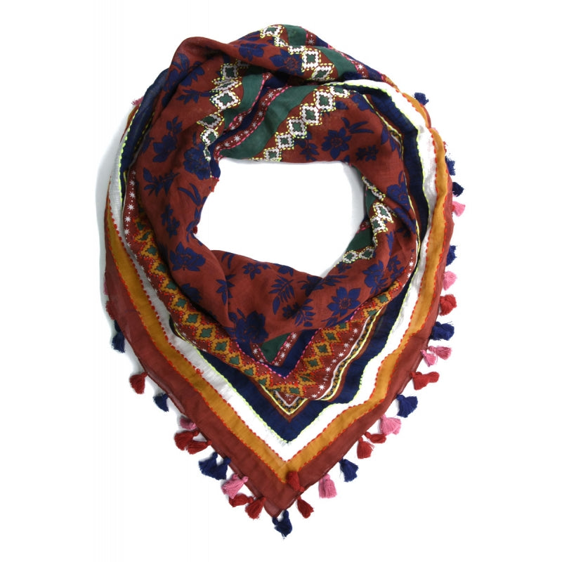 2-Tone Cotton Embroidered Scarf 60532
