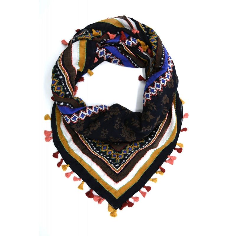 2-Tone Cotton Embroidered Scarf 60532