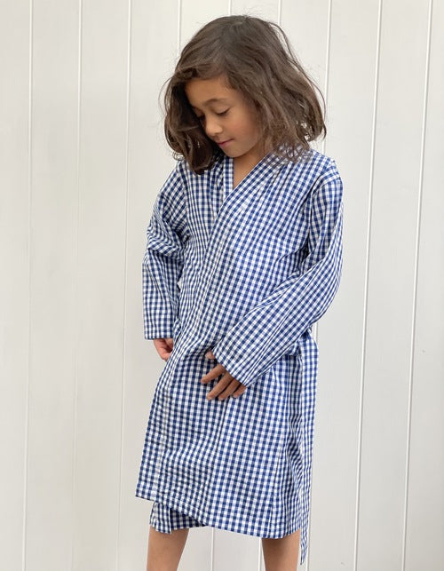 Blue Check Child Dressing Gown (Pack Of 4)