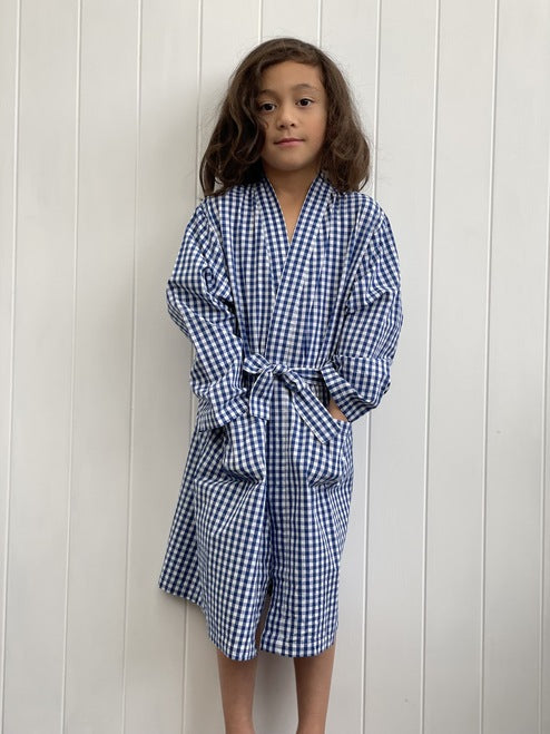 Blue Check Child Dressing Gown (Pack Of 4)
