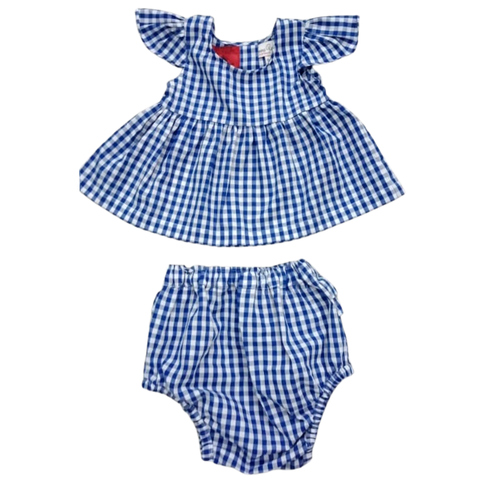 Blue Check Top & Bloomers Set Child (Pack Of 3)