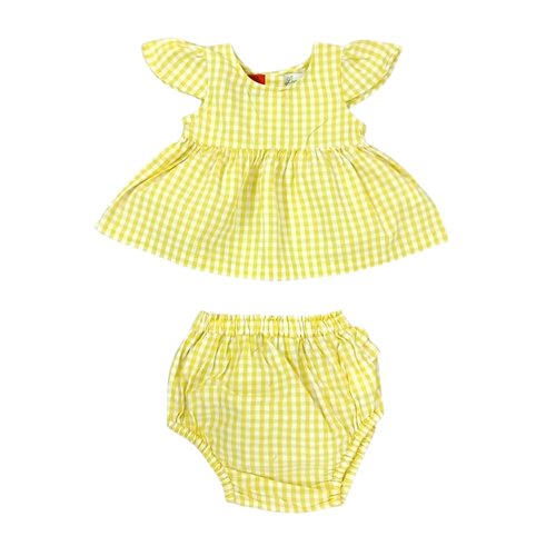Yellow Check Top & Bloomers Set Child (Pack Of 3)