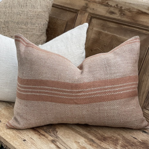 Empire Herringbone Cushion Cover Natural & Rust 40 X 60 Cm