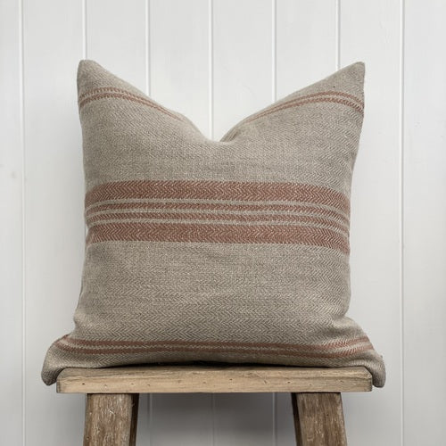 Empire Herringbone Cushion Cover Natural & Rust 50 X 50 Cm