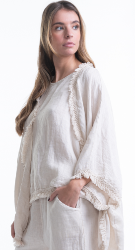 Linen Jacket with Fringe