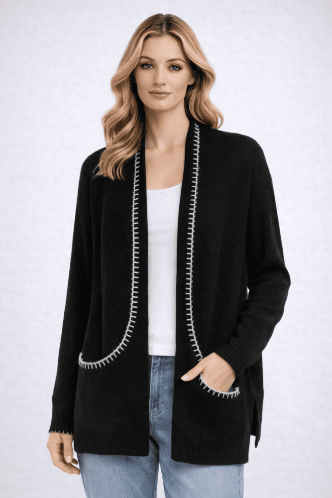Contrast Whipstitch Cardigan