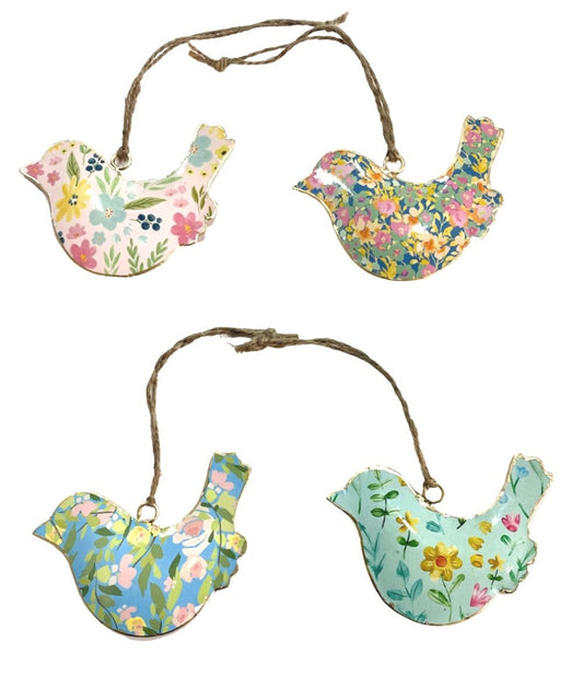 S/4 10cm floral birds with thread
