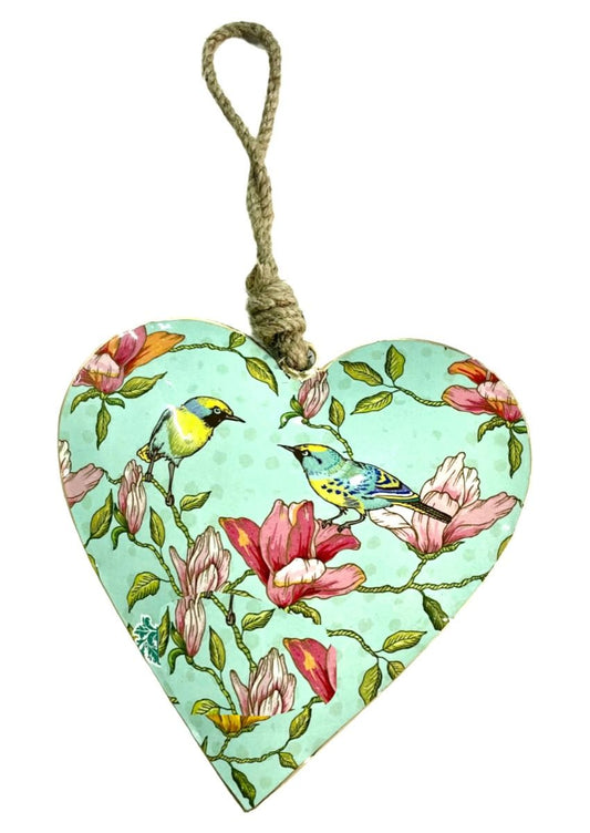 15 cm blue heart with bird design