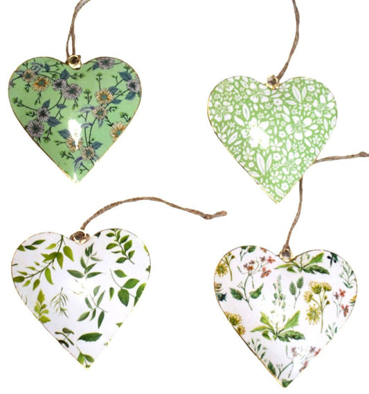 S/4 floral green hearts 10 cm