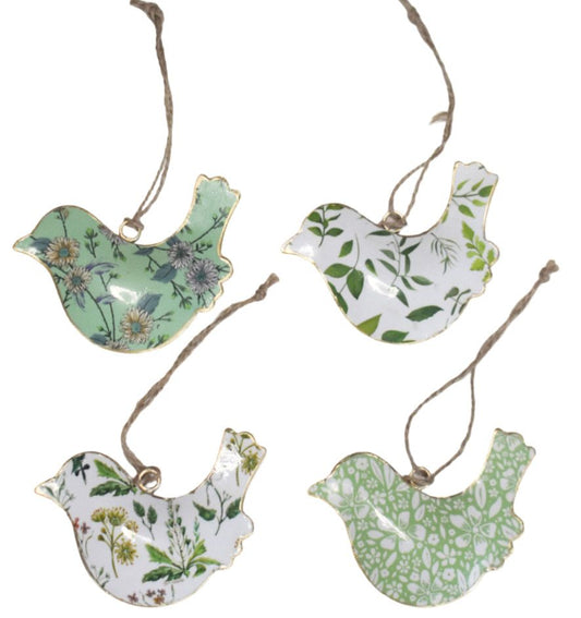 S/4 floral green birds 10 cm