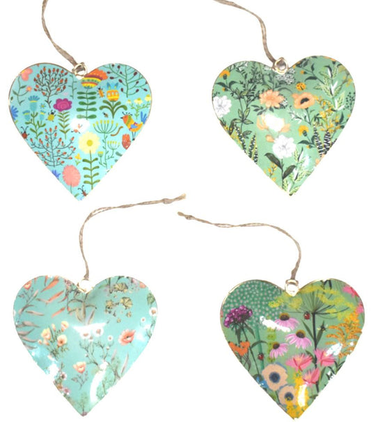 S/4 floral turquoise hearts 10 cm