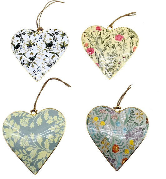 S/4 grey floral 10 cm hearts