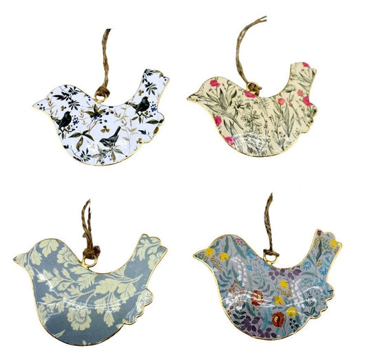 S/4 grey floral 10cm birds