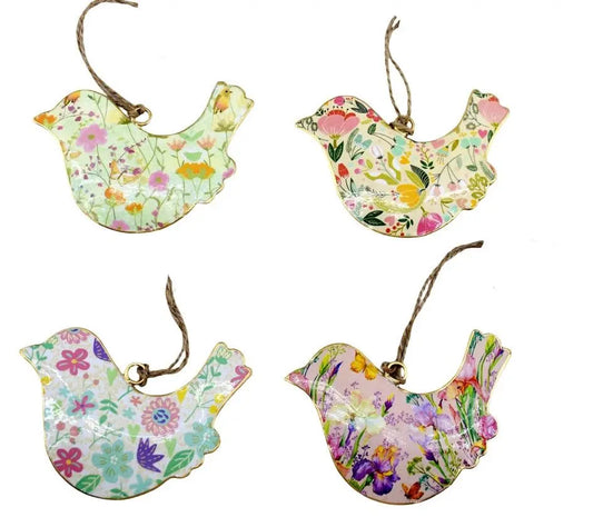 S/4 pink floral 10 cm hearts