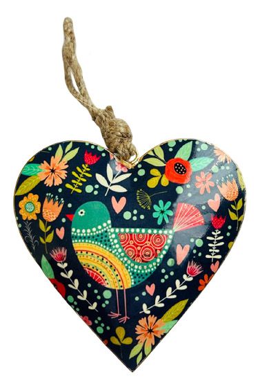 15 cm black bird design heart