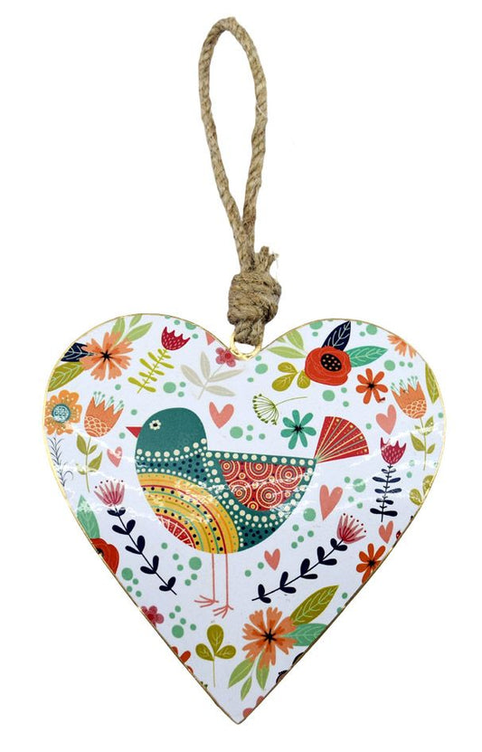 15 cm white bird design heart